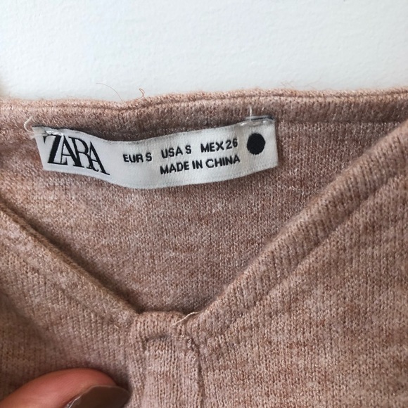 Cute Zara Super Soft Heather Beige Crop Top - Picture 4 of 5